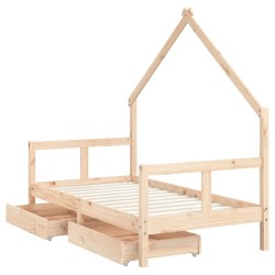 Cadre de lit pour enfant et tiroirs 80x160cm bois de pin massif 