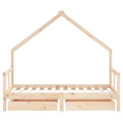 Cadre de lit pour enfant et tiroirs 80x160cm bois de pin massif 