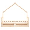 Cadre de lit pour enfant et tiroirs 80x160cm bois de pin massif 