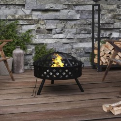 Foyer avec tisonnier 58 cm XXL acier 