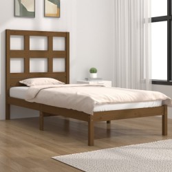 Cadre de lit sans matelas marron miel 100x200cm bois pin massif 
