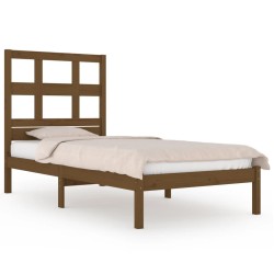 Cadre de lit sans matelas marron miel 100x200cm bois pin massif 