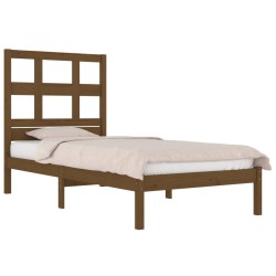 Cadre de lit sans matelas marron miel 100x200cm bois pin massif 