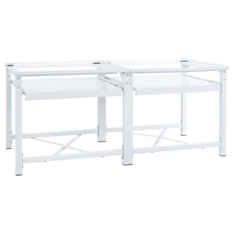 Double socle pour machine à laver étagères coulissantes blanc 