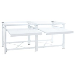 Double socle pour machine à laver étagères coulissantes blanc 