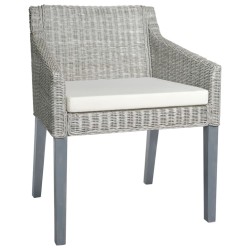 Chaise à manger avec coussin Gris Rotin naturel 