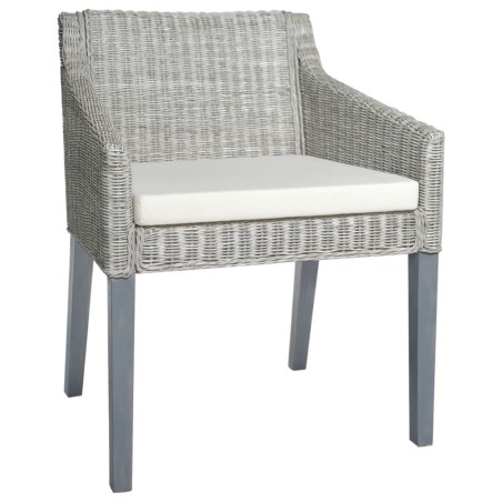 Chaise à manger avec coussin Gris Rotin naturel 