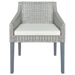 Chaise à manger avec coussin Gris Rotin naturel 