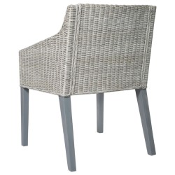 Chaise à manger avec coussin Gris Rotin naturel 