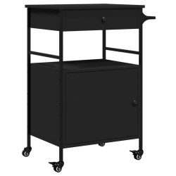 Chariot de cuisine noir 56x43x89,5 cm bois d'ingénierie 