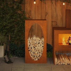 Étagère à bois 50x23x100 cm acier résistant aux intempéries 