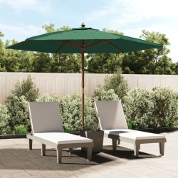 Parasol de jardin avec mât en bois vert 299x240 cm 