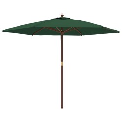 Parasol de jardin avec mât en bois vert 299x240 cm 