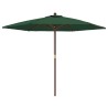 Parasol de jardin avec mât en bois vert 299x240 cm 