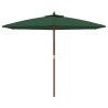 Parasol de jardin avec mât en bois vert 299x240 cm 