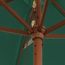 Parasol de jardin avec mât en bois vert 299x240 cm 
