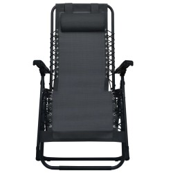 Chaise pliable de terrasse Noir Textilène 