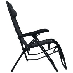 Chaise pliable de terrasse Noir Textilène 