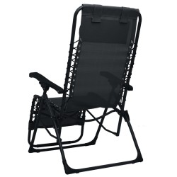 Chaise pliable de terrasse Noir Textilène 