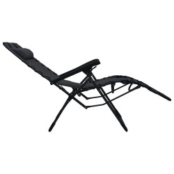Chaise pliable de terrasse Noir Textilène 