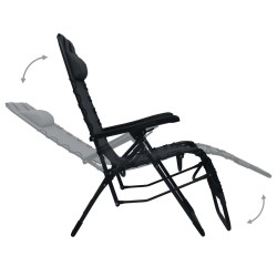 Chaise pliable de terrasse Noir Textilène 