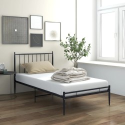Cadre de lit sans matelas noir métal 90x200 cm 