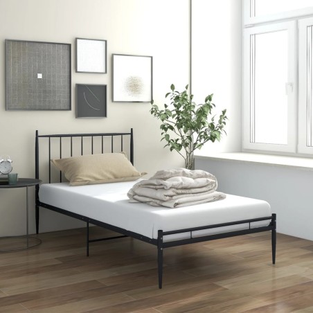 Cadre de lit sans matelas noir métal 90x200 cm 