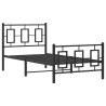 Cadre de lit métal sans matelas avec pied de lit noir 90x200 cm 