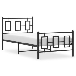 Cadre de lit métal sans matelas avec pied de lit noir 90x200 cm 