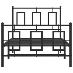 Cadre de lit métal sans matelas avec pied de lit noir 90x200 cm 