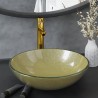 Lavabo de bain avec robinet et drain à poussoir Verre trempé 