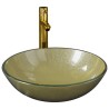 Lavabo de bain avec robinet et drain à poussoir Verre trempé 