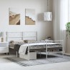 Cadre de lit métal sans matelas et pied de lit blanc 150x200 cm 