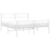 Cadre de lit métal sans matelas et pied de lit blanc 150x200 cm 