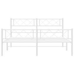 Cadre de lit métal sans matelas et pied de lit blanc 150x200 cm 