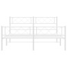 Cadre de lit métal sans matelas et pied de lit blanc 150x200 cm 