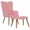 Chaise de relaxation avec repose-pied Rose Velours 