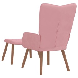 Chaise de relaxation avec repose-pied Rose Velours 