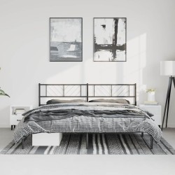 Cadre de lit métal sans matelas avec tête de lit noir 193x203cm 