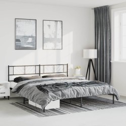 Cadre de lit métal sans matelas avec tête de lit noir 193x203cm 