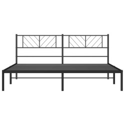 Cadre de lit métal sans matelas avec tête de lit noir 193x203cm 