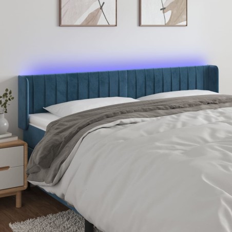 Tête de lit à LED Bleu foncé 163x16x78/88 cm Velours 
