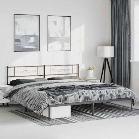 Cadre de lit métal sans matelas avec tête de lit noir 193x203cm 