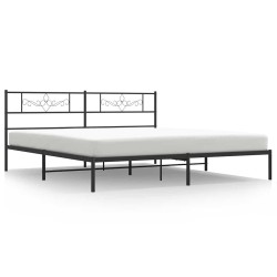 Cadre de lit métal sans matelas avec tête de lit noir 193x203cm 