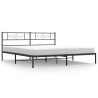 Cadre de lit métal sans matelas avec tête de lit noir 193x203cm 