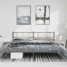 Cadre de lit métal sans matelas avec tête de lit noir 193x203cm 