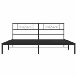 Cadre de lit métal sans matelas avec tête de lit noir 193x203cm 