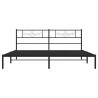 Cadre de lit métal sans matelas avec tête de lit noir 193x203cm 