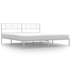 Cadre de lit métal sans matelas et tête de lit blanc 193x203 cm 