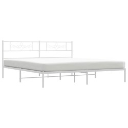Cadre de lit métal sans matelas et tête de lit blanc 193x203 cm 